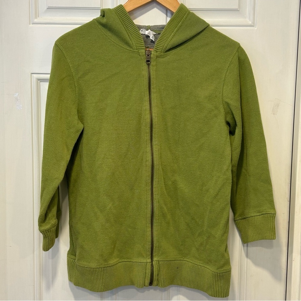 Caribbean Joe Hooded Reversible Zip Up Sweater Woman's Gray Green, Large Coastal